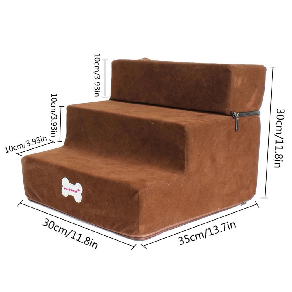 Pet Supplies 3 Tiers Steps Flannel Detachable Removable Wash Pet Small Dog/Cat Stairs