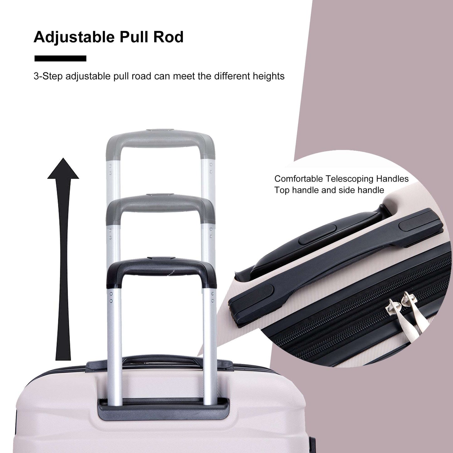 3 Piece Luggage Sets PC Lightweight & Durable Expandable Suitcase with Two Hooks, Double Spinner Wheels, TSA Lock, (21/25/29)