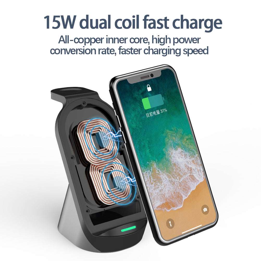 3-In-1 Wireless Charger For Apple Mobile Phone Watch Headset Vertical Wireless Charging Three-In-One Fast Charge - Choice Store