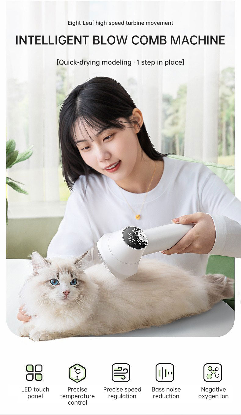 Smart Pet Hair Dryer Dog Golden Retriever Cat Grooming Hairdressing Blow & Comb Silent No Harm Pet Cleaning Supplies Pet Product