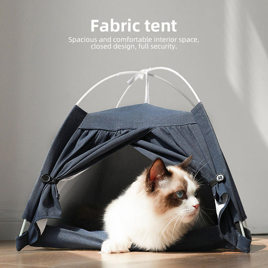 Cat Four Seasons Cat Kennel Dog Kennel Removable Cotton and Hemp Tent Kennel Small and Medium Sized Cat and Dog Pet Supplies - Choice Store