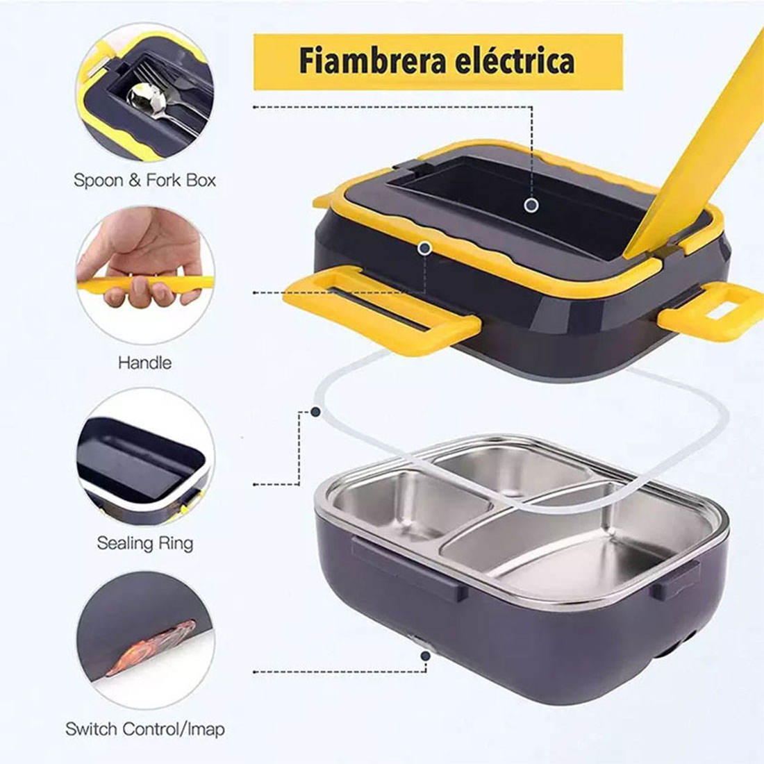 Kitchen ware 1.5L Cookware Sets Heater Portable Electric Lunch Boxes stainless steel Container with Insulation Bag for Car Truck - Choice Store