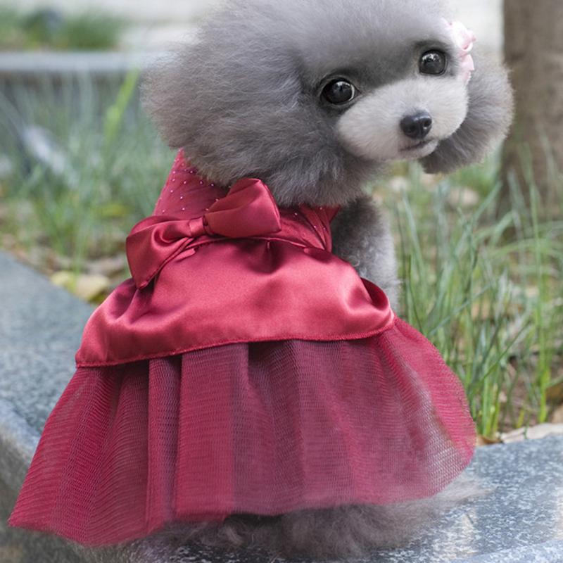 Pet Cat Dog Tutu Dress Rhinestone Bowknot Puppy Princess Dress Party Dog Dress Wedding Dress Pet Clothes - Choice Store