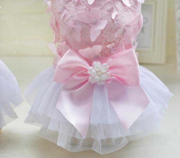 Pet Girl Dog Princess Dress Rose Flower Diamond Formal Wedding Dress Bowknot Small Dog Tutu Skirts Birthday Party Costume - Choice Store