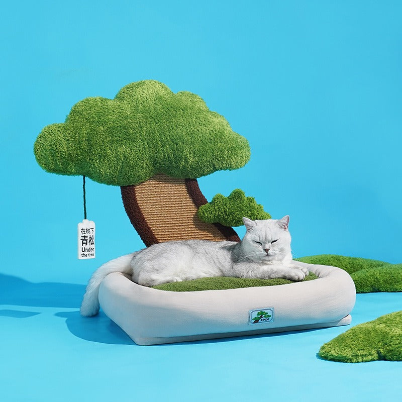 zeze pine tree cat nest sleeping cat scratching board warm cat bed universal for all seasons cute and bite-resistant funny cat pet bed cat nest - Choice Store